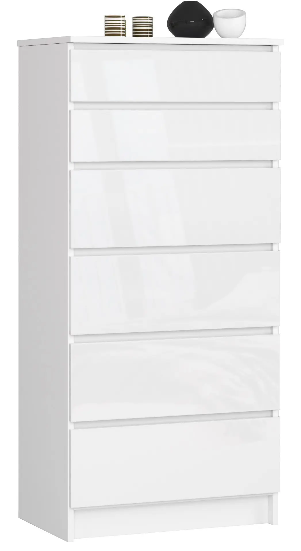 Ak furniture Komoda Kuba 60 cm - 6 šuplíků bílá lesk