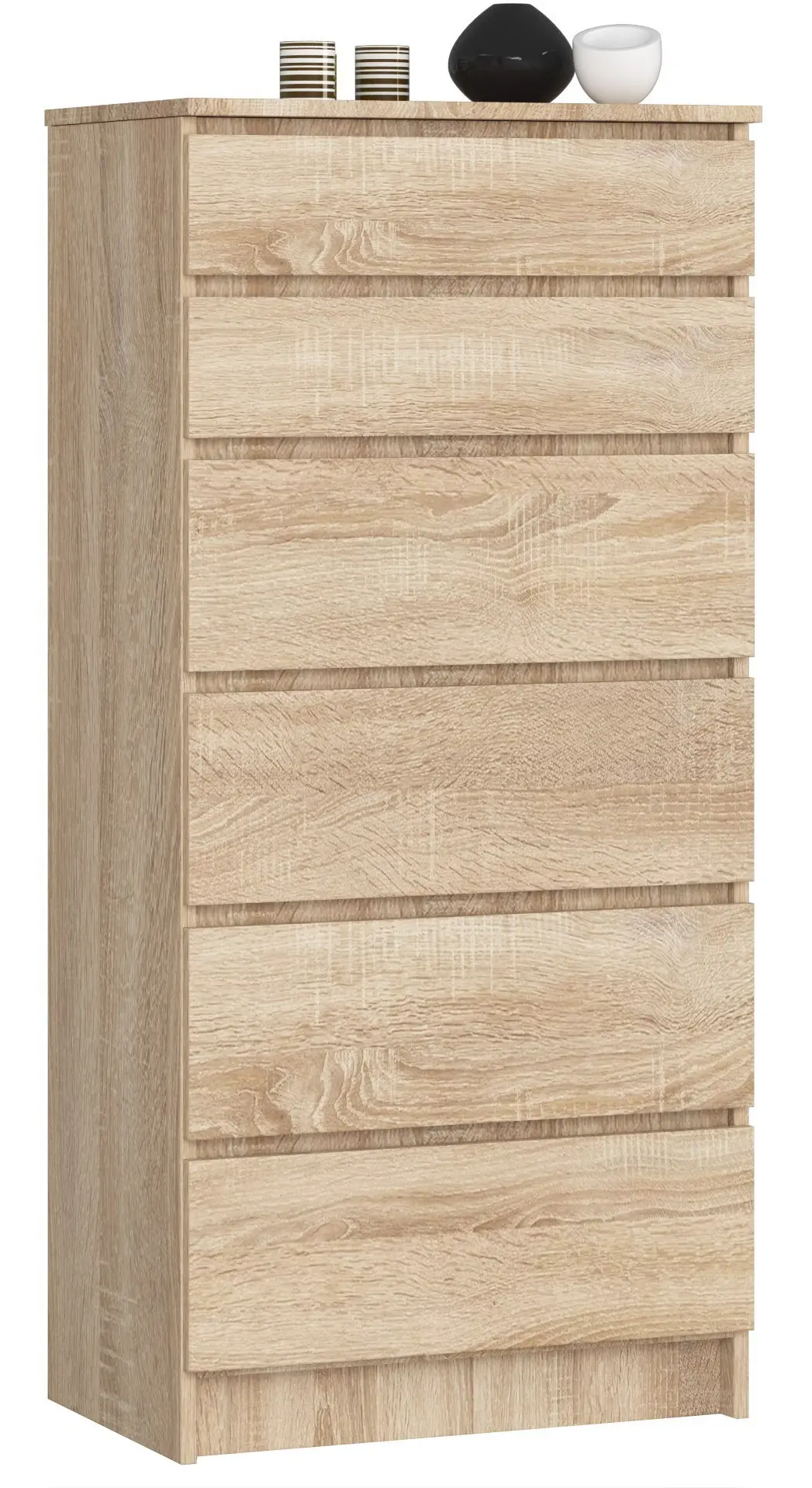 Ak furniture Komoda Kuba 60 cm - 6 šuplíků dub sonoma