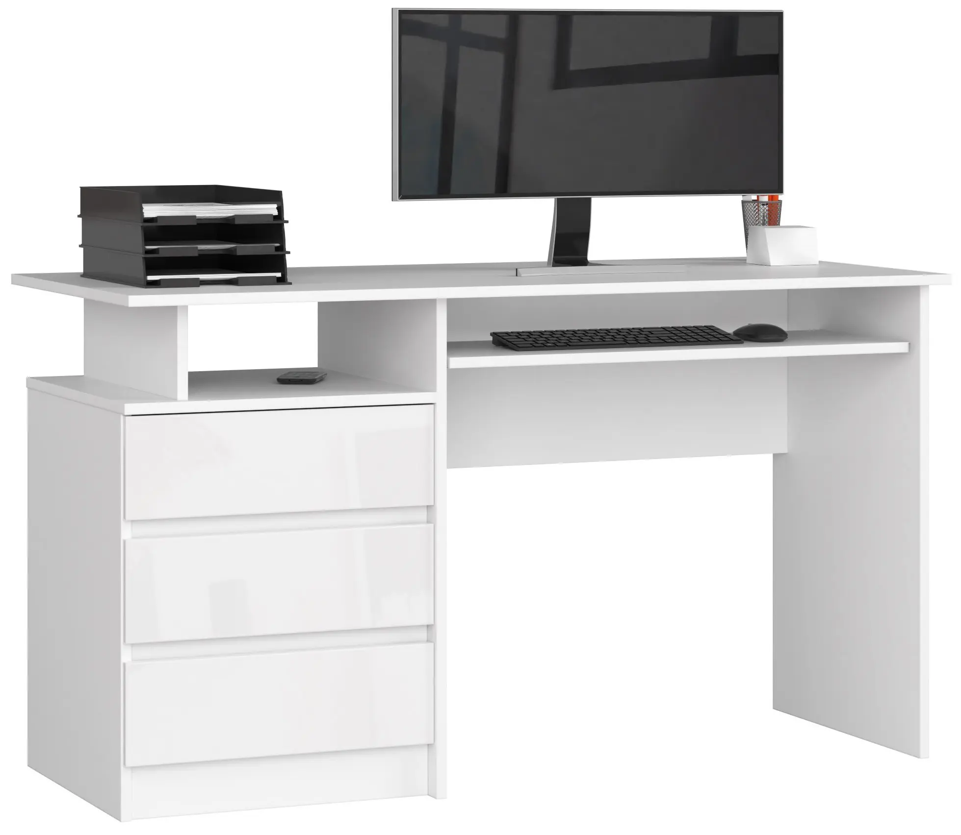 Kancelářský stůl CLP 135 cm bílý / bílý lesk