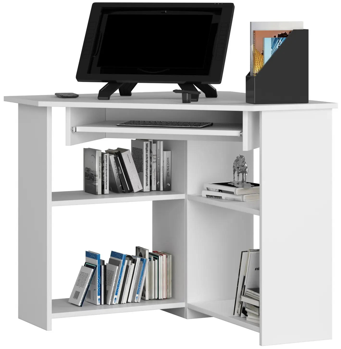 Ak furniture Rohový psací stůl Ted bílý