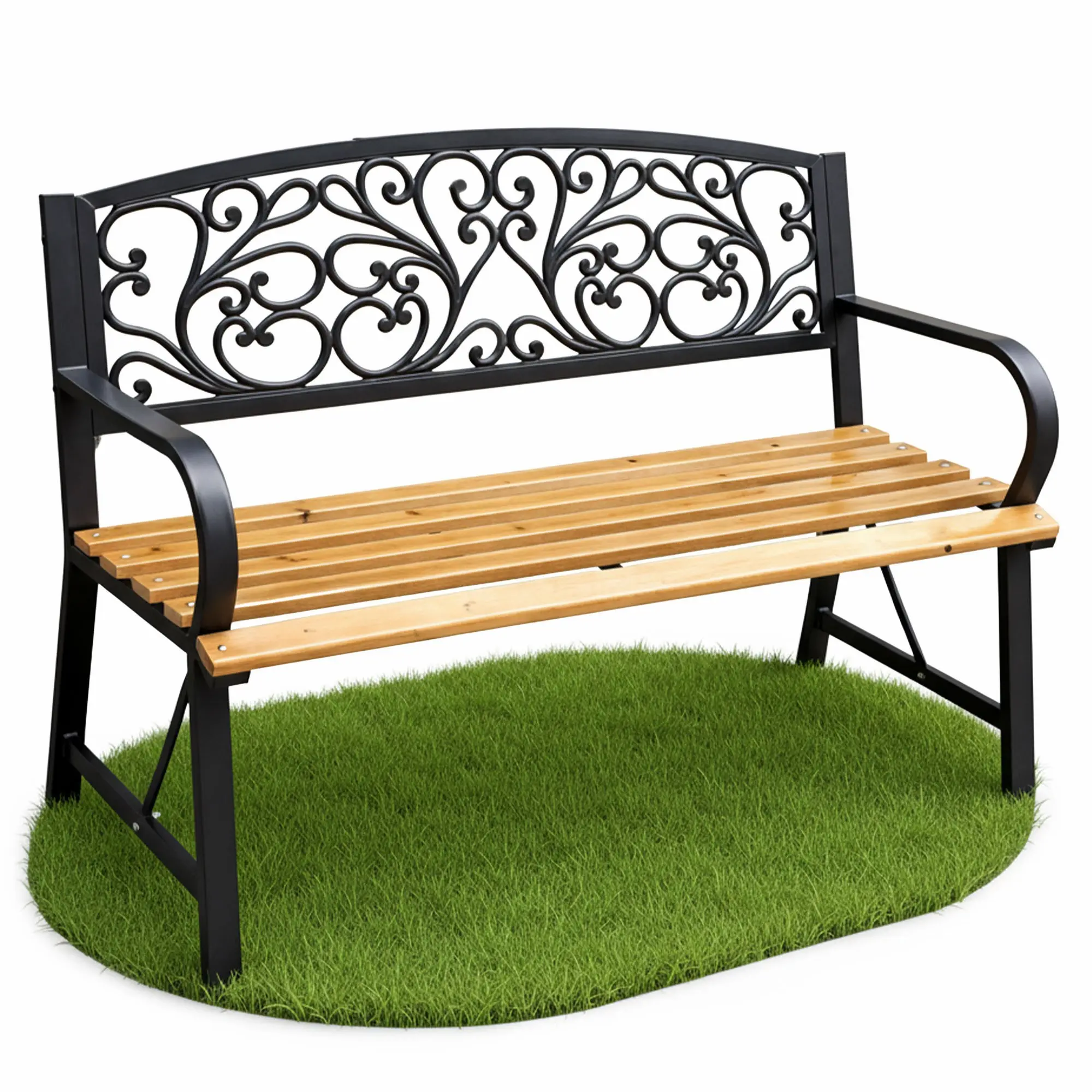 Ak furniture Zahradní lavička NERINA černá/jedlové dřevo