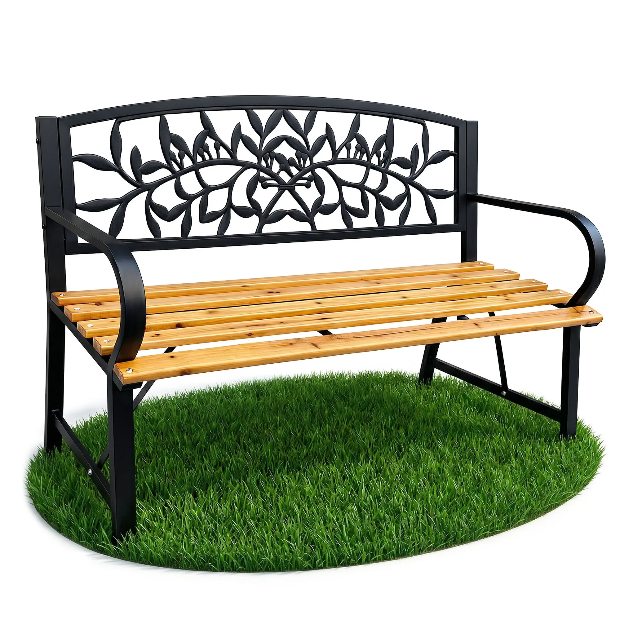 Ak furniture Zahradní lavička REO přírodní dřevo/černá