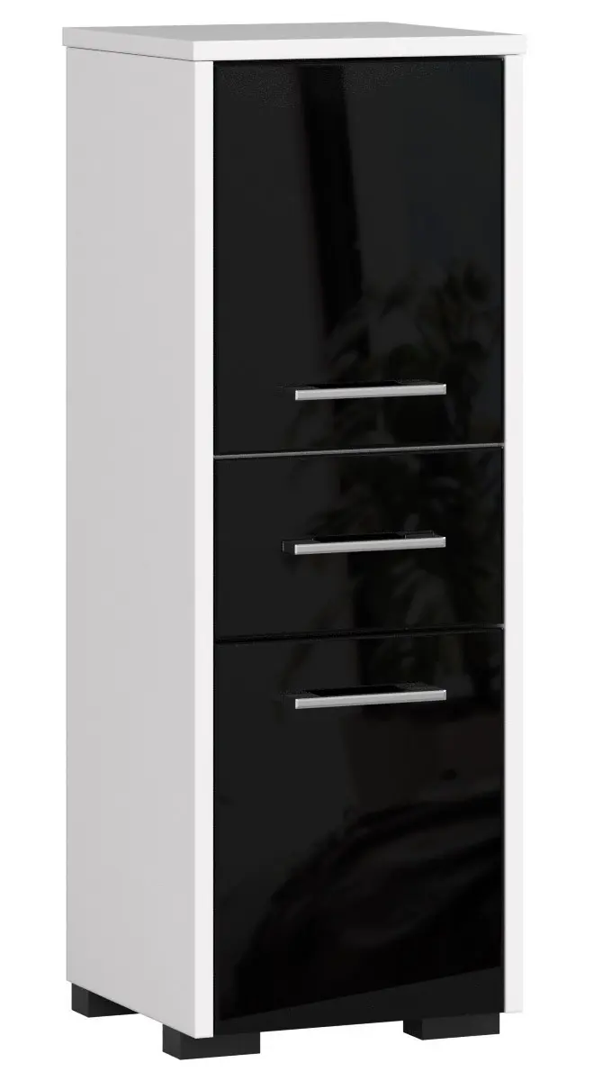 Ak furniture Koupelnová skříňka Fin bílá/černá lesk