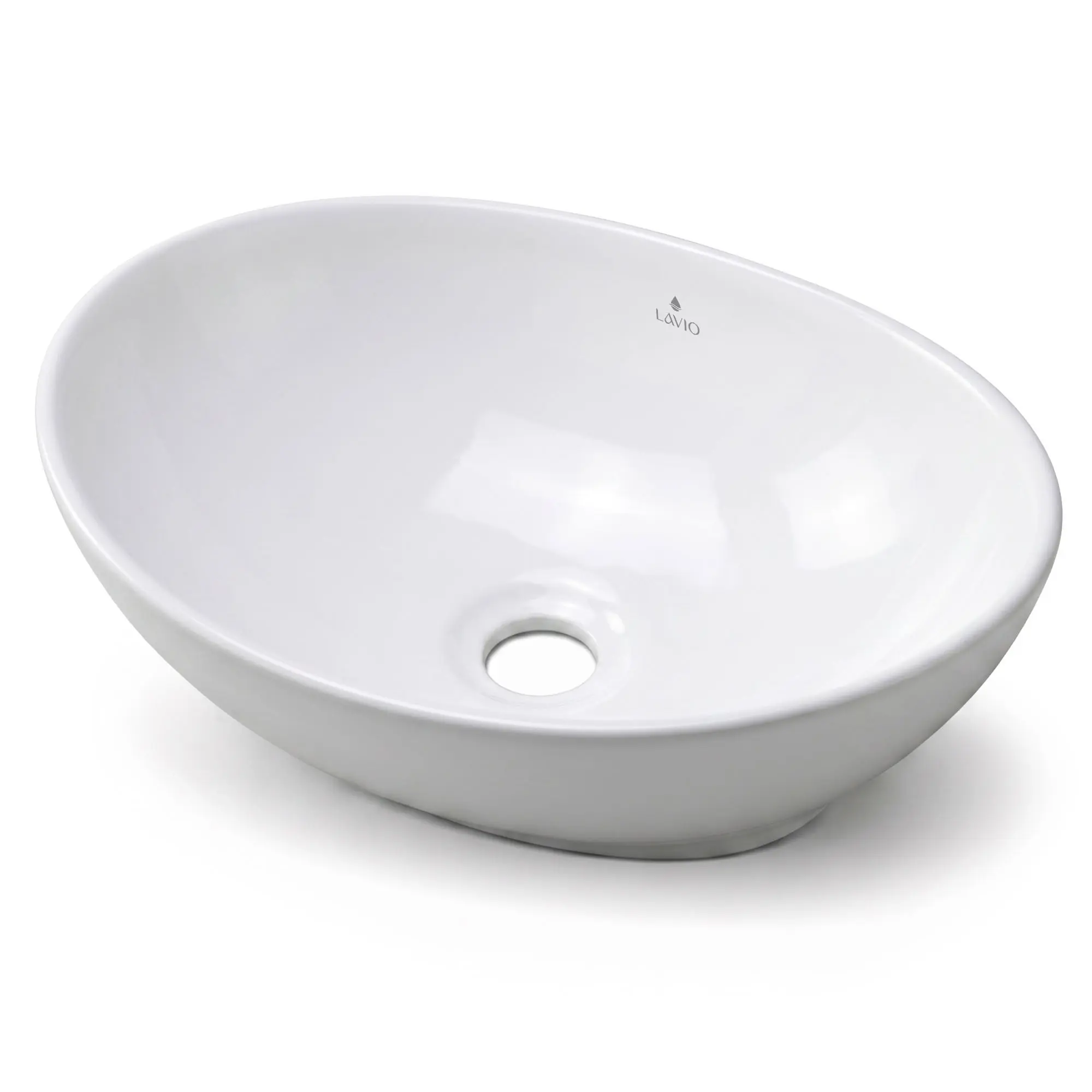 Ak furniture Keramické umyvadlo na desku OVALIS 41 cm lesklé bílé