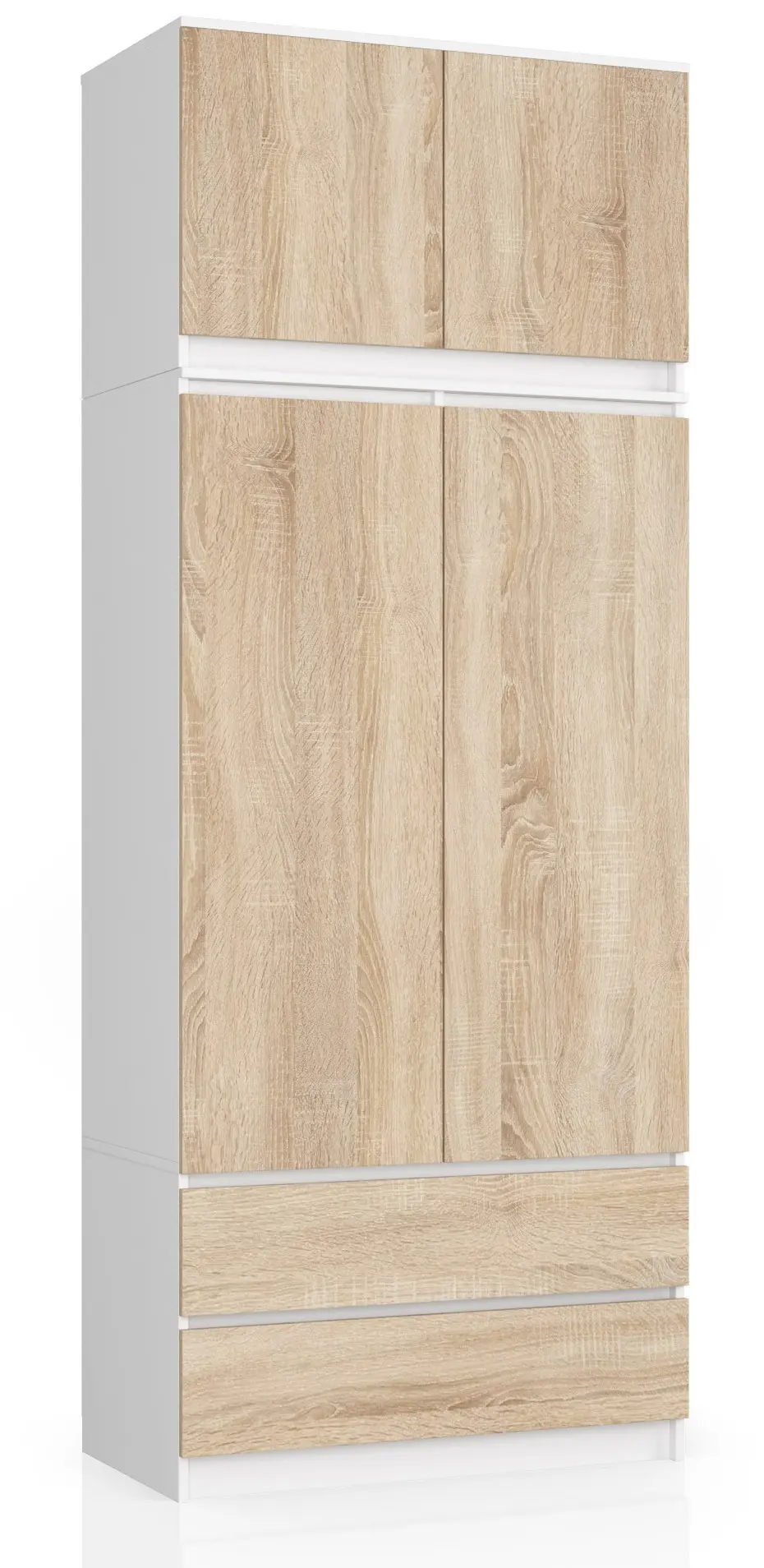 Ak furniture Šatní skříň s nástavcem Star 90 cm bílá/dub sonoma