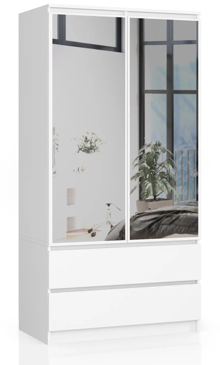 Ak furniture Šatní skříň Star se zrcadlem 90 cm bílá