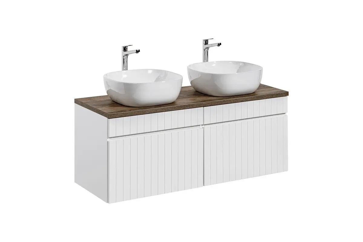 Comad Koupelnová skříňka s deskovými umyvadly set Iconic White 120 bílá/dub santa fe