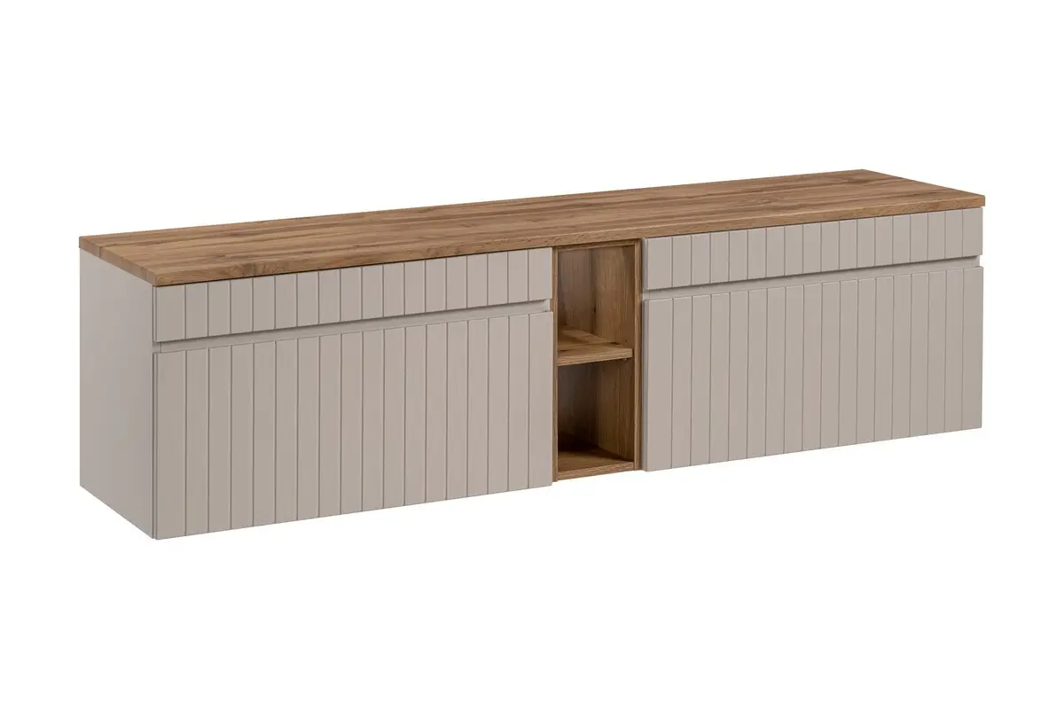 Comad Závěsná skříňka pod umyvadlo Iconic s deskou 180 cm kašmír/dub coast evoke
