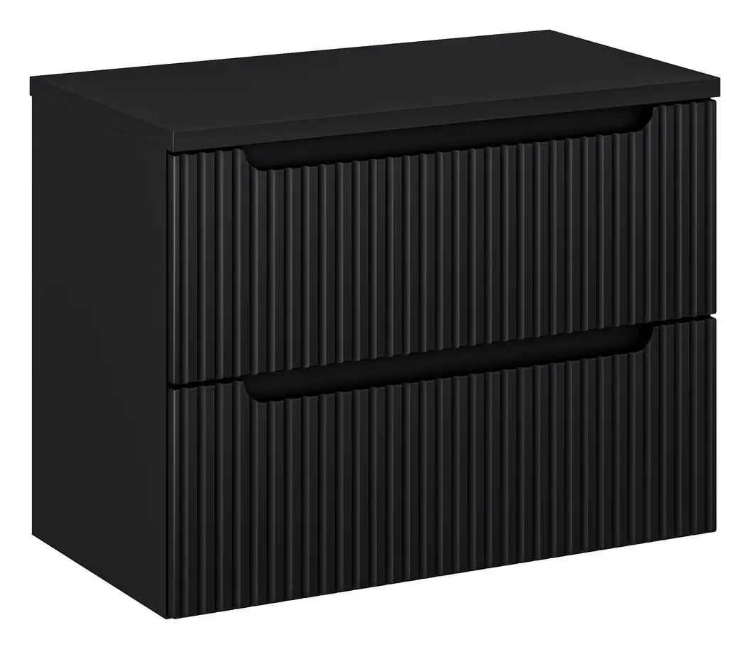Comad Závěsná skříňka pod umyvadlo Nova Black I s deskou 80 cm černá