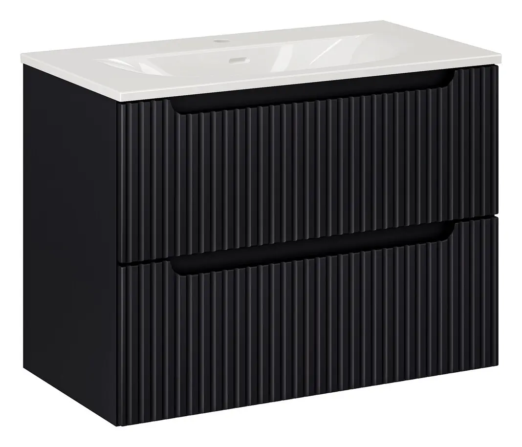Comad Závěsná skříňka Nova Black Sky3 se zápustným umyvadlem 80 cm bílá/černá