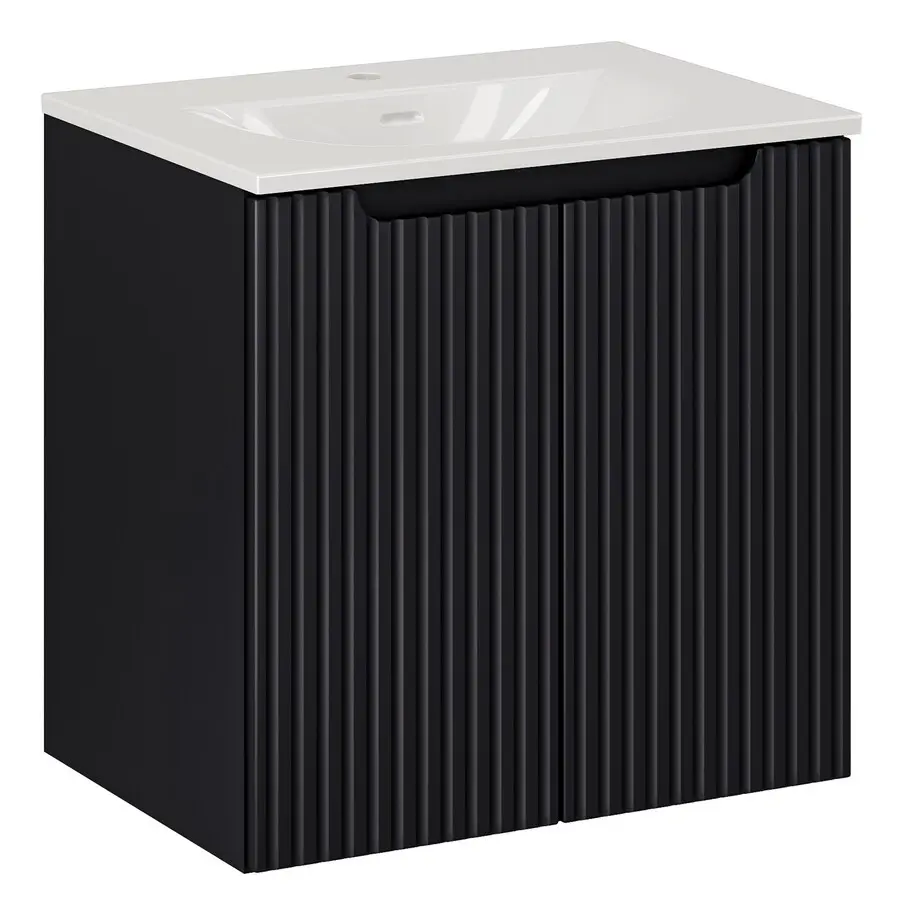 Comad Koupelnová skříňka Nova Black I Sky se zápustným umyvadlem 60 cm černá/bílá