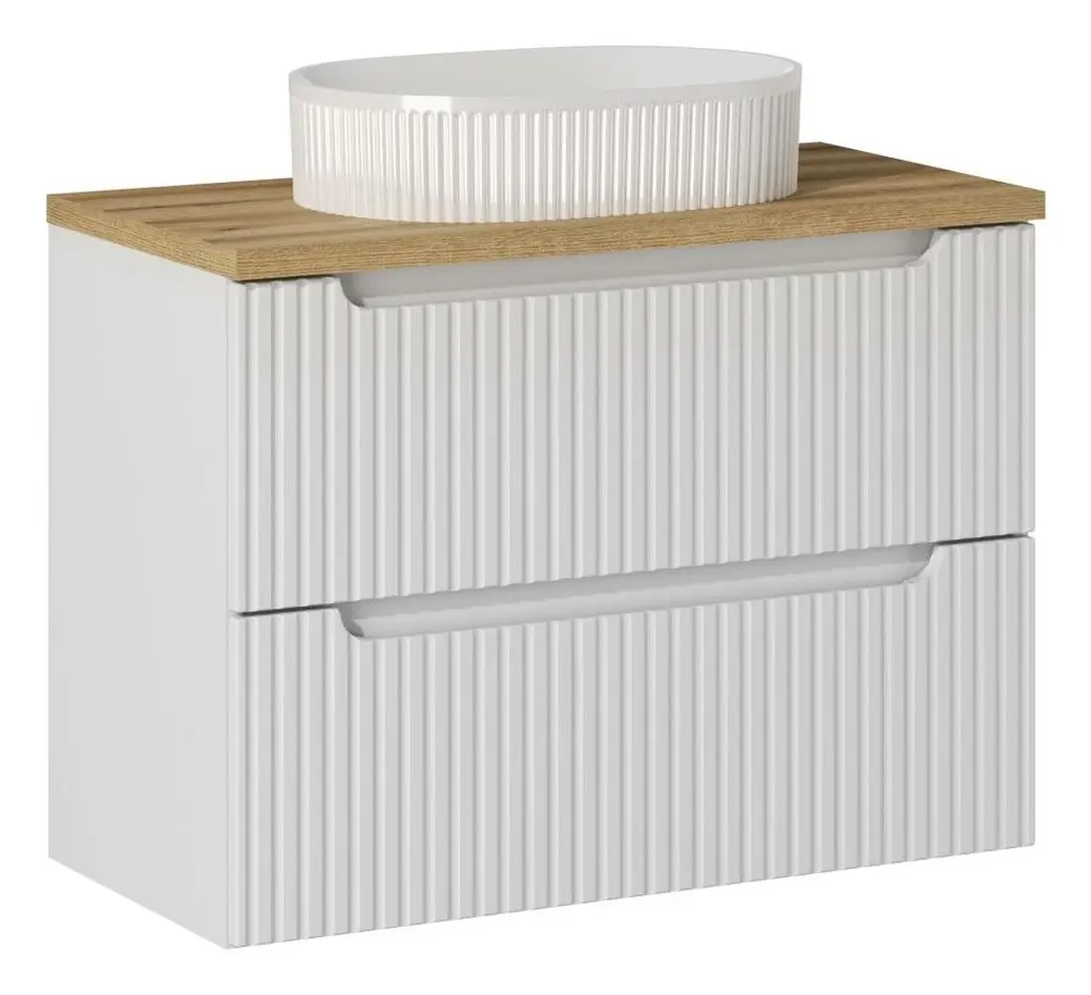 Comad Závěsná skříňka Nova White I s deskou a umyvadlem 80 cm bílá/dub coast evoke
