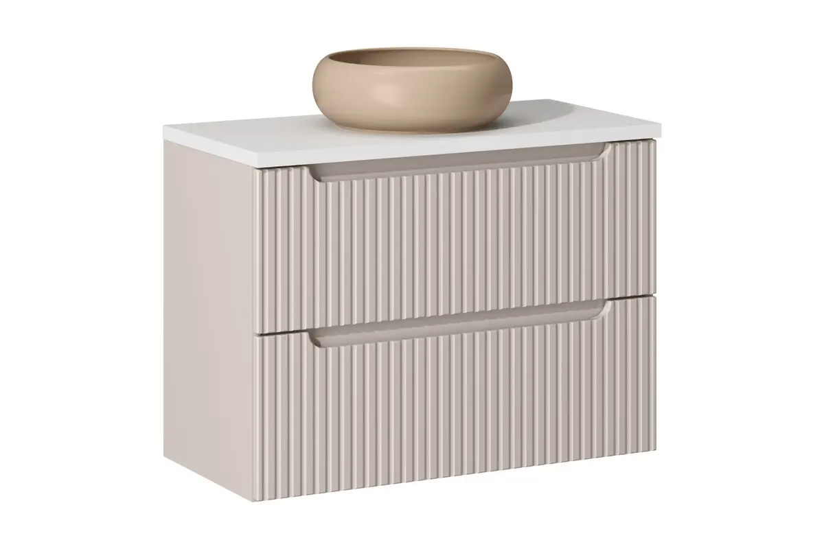 Comad Závěsná skříňka Nova Cashmere II s deskou a umyvadlem 80 cm kašmír/bílá