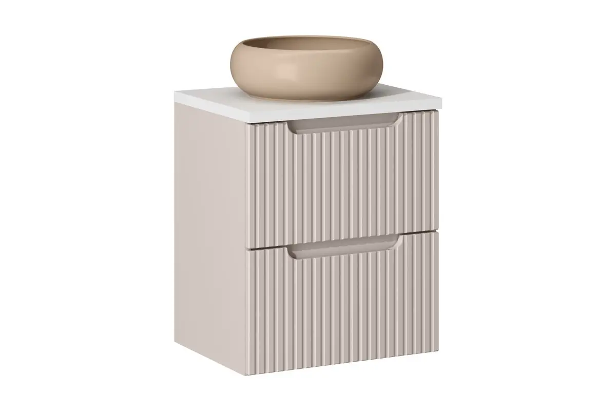 Comad Závěsná skříňka Nova Cashmere Wiki II s deskou a umyvadlem 50 cm kašmírová/bílá