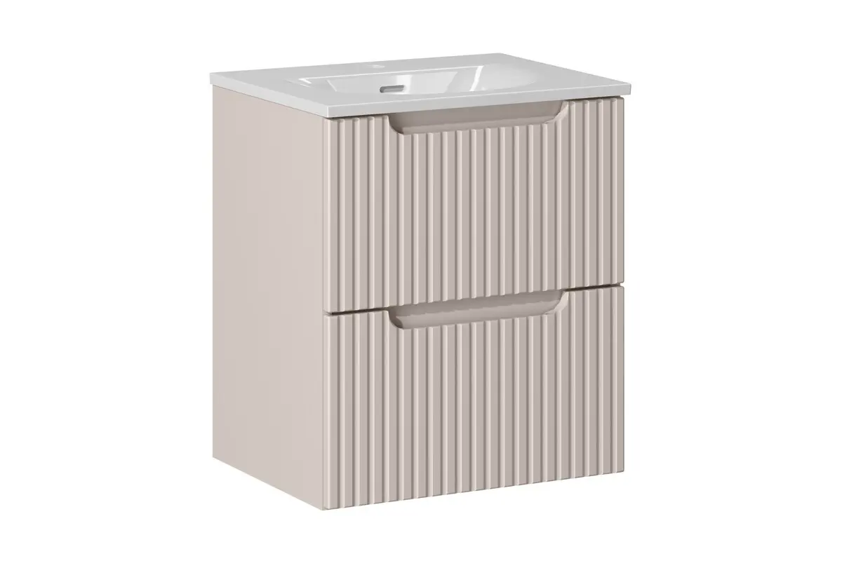 Comad Závěsná skříňka Nova Cashmere I se zápustným umyvadlem 50 cm kašmírová/bílá