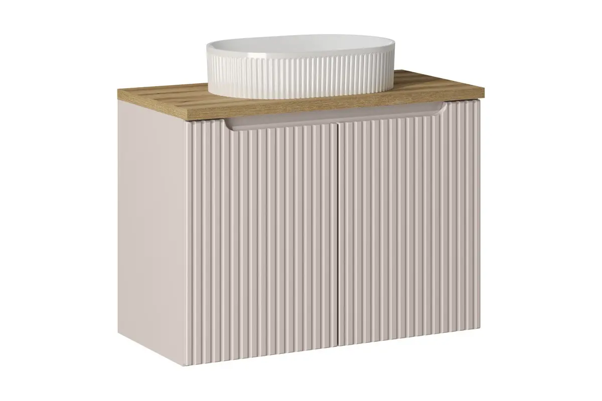 Comad Závěsná skříňka Nova Cashmere Beyond I s deskou a umyvadlem 80 cm kašmír/dub coast evoke