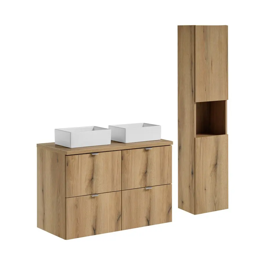 Comad Koupelnová sestava Nova Oak Gaja se skříňkami a umyvadlem 100 cm dub evoke/bílá
