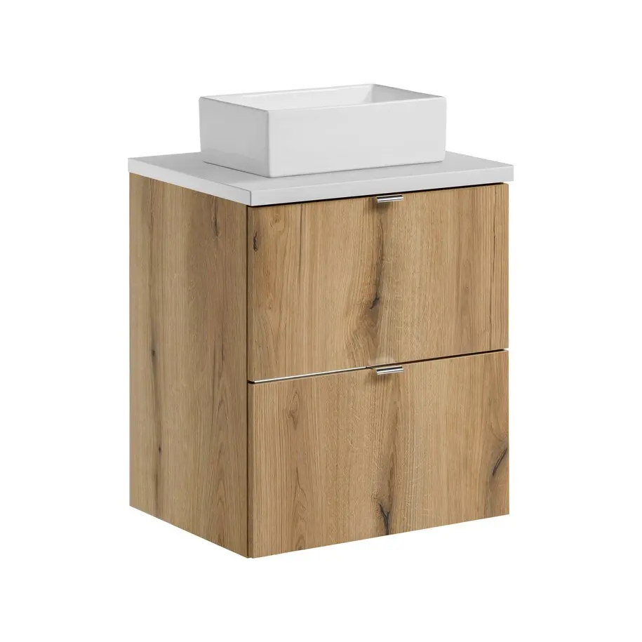 Comad Závěsná skříňka Nova Oak Gaja I s deskou a umyvadlem 50 cm dub coast evoke/bílá