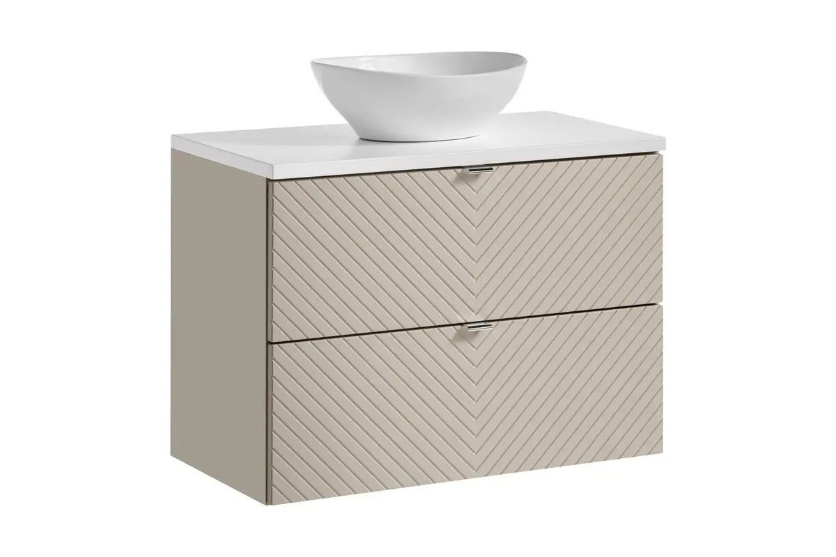 Comad Závěsná skříňka Viva Cashmere s deskou a umyvadlem 80 cm kašmír/bílá