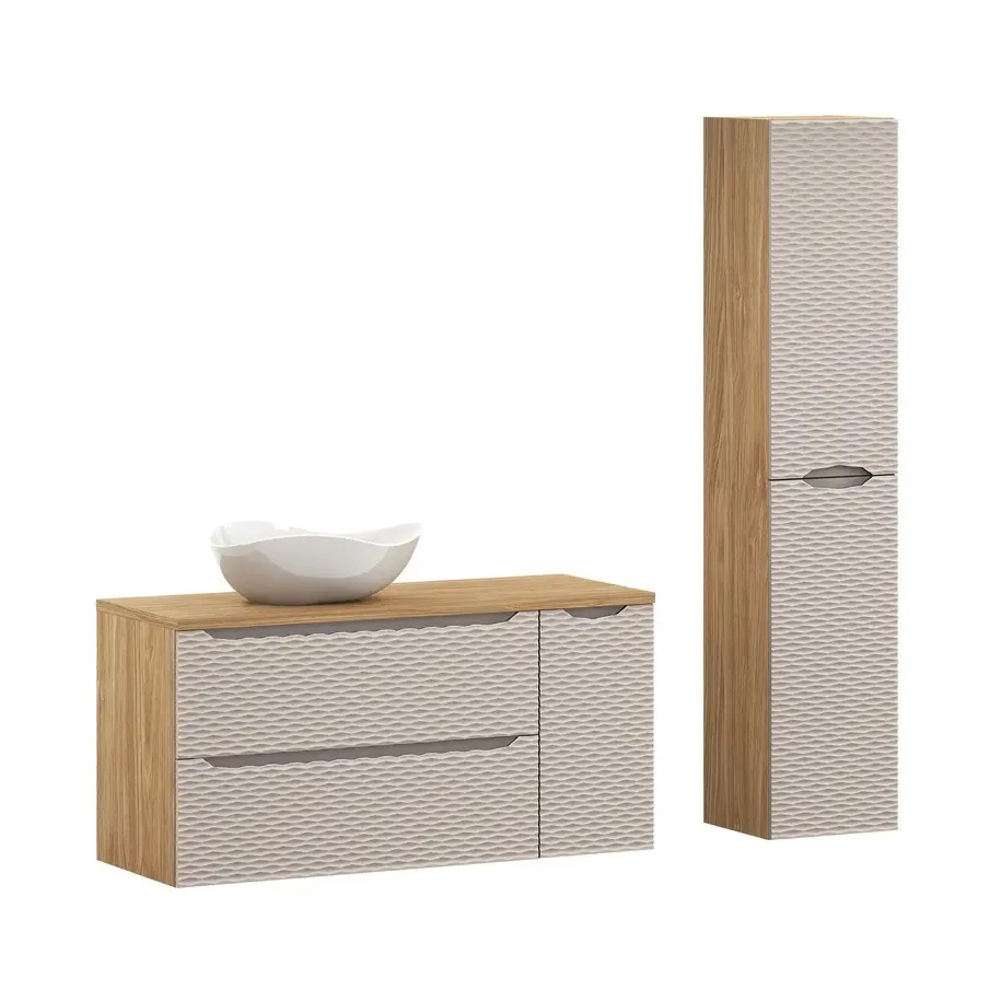 Comad Set koupelnového nábytku Ocean Beige 120 béžová/olejovaný dub (5 kusů nábytku)
