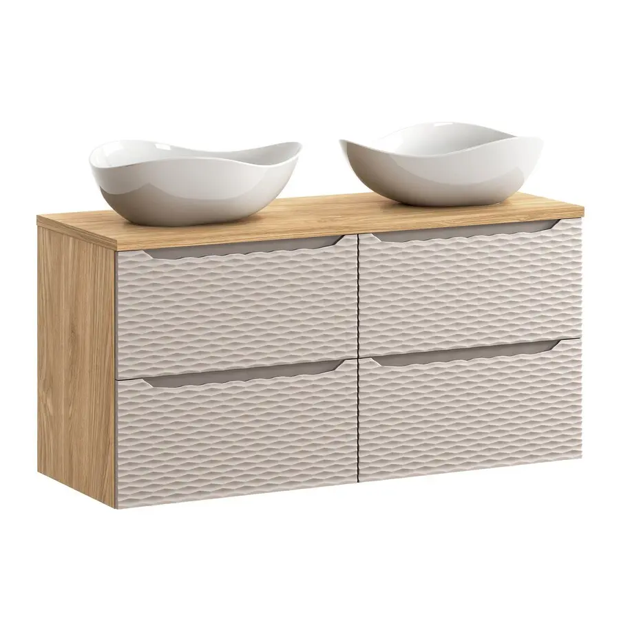 Comad Koupelnová skříňka s deskovými umyvadly set Ocean Beige 120 béžová/dub olejovaný