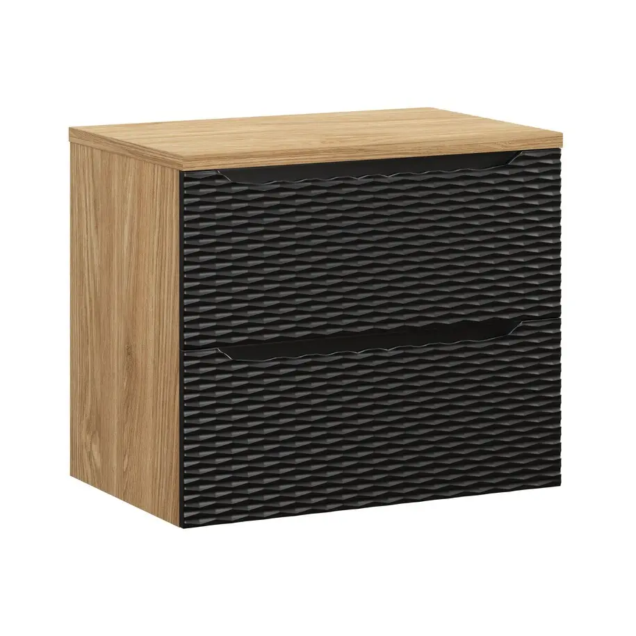 Comad Závěsná skříňka Ocean s deskou 70 cm černá/dub olejovaný