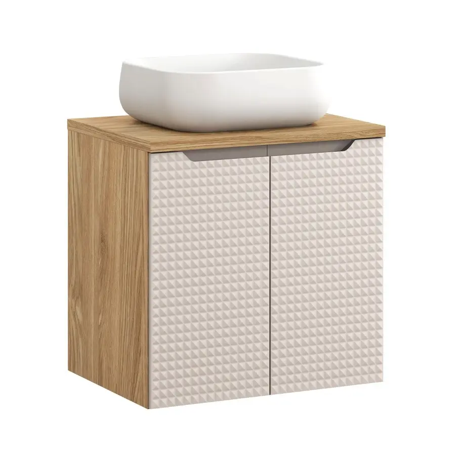 Comad Závěsná skříňka Luxor Beige Nika II s deskou a umyvadlem béžová/dub olejovaný