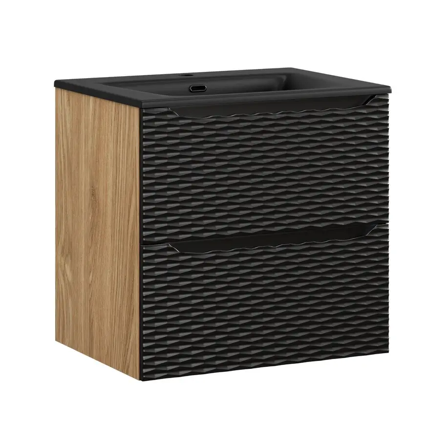 Comad Koupelnová skříňka s keramickým umyvadlem Ocean Black II 60 cm - černá mat