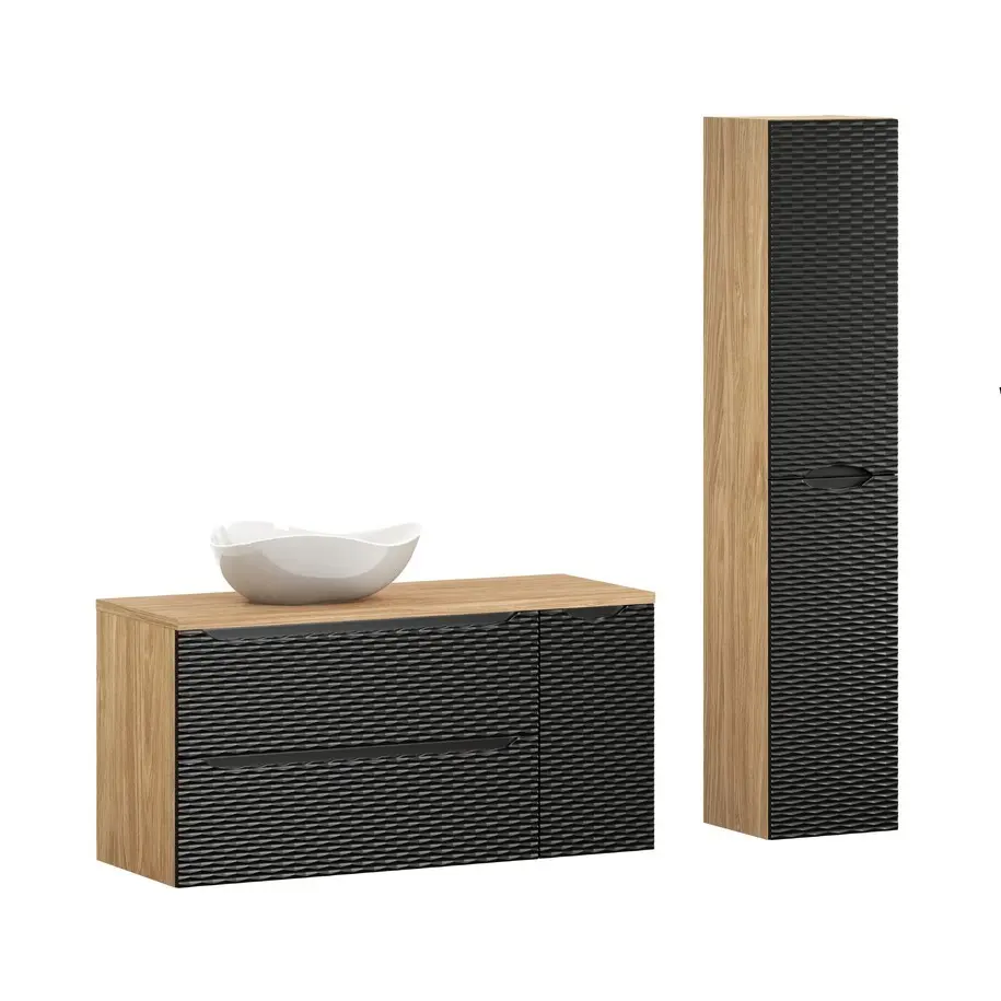 Comad Set koupelnového nábytku Ocean Black 120 olejovaný dub/černá matná
