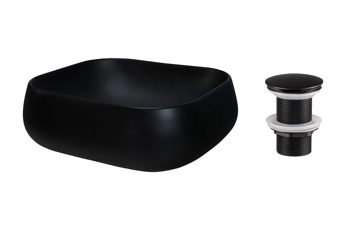 Comad Sada keramického umyvadla na desku a výpusti Nika 45 cm černá