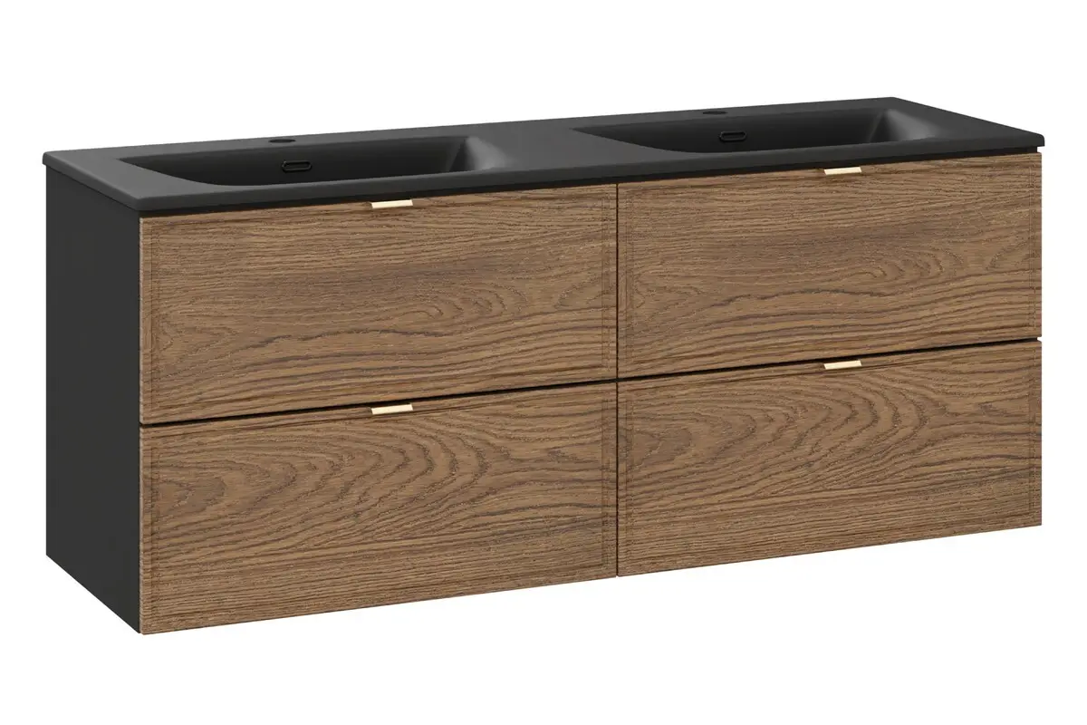 Comad Koupelnová skříňka s keramickým dvojumyvadlem Talia Casella 120 cm - dub casella