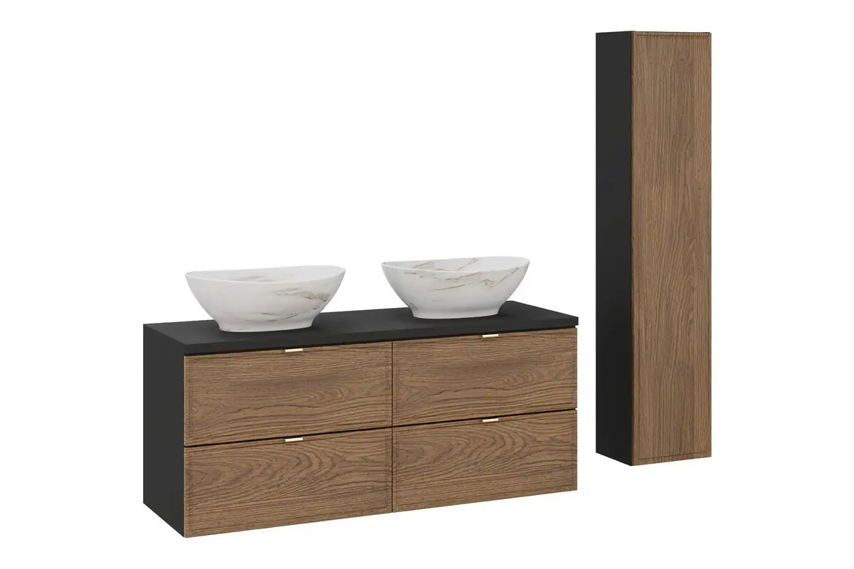 Comad Set koupelnového nábytku Talia Casella 120 černá mat/dub casella