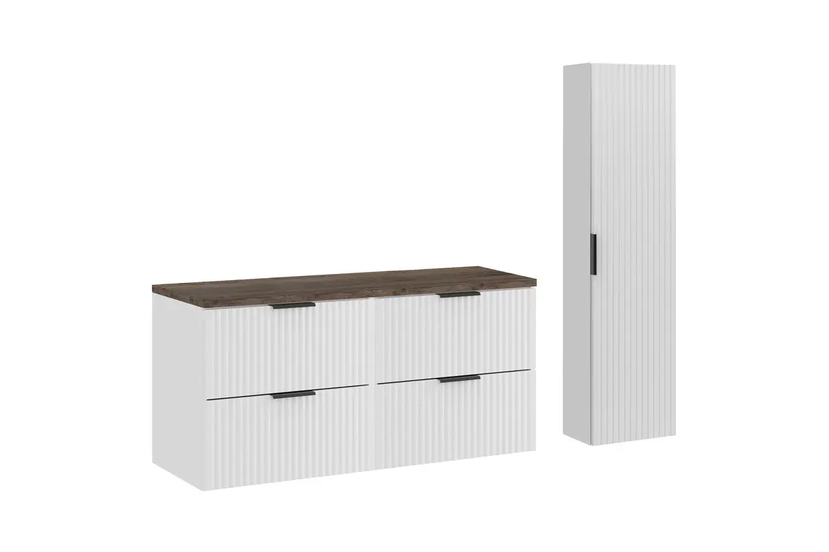 Comad Set koupelnového nábytku Adel White 120 bílá mat/dub santa fe