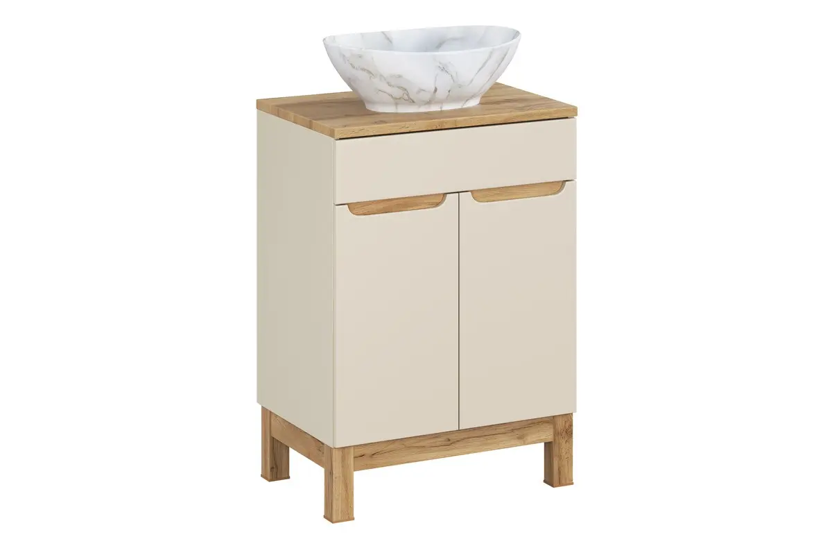 Comad Koupelnová skříňka Bali Casad Pati s deskou a umyvadlem 60 cm kašmírová/dub wotan