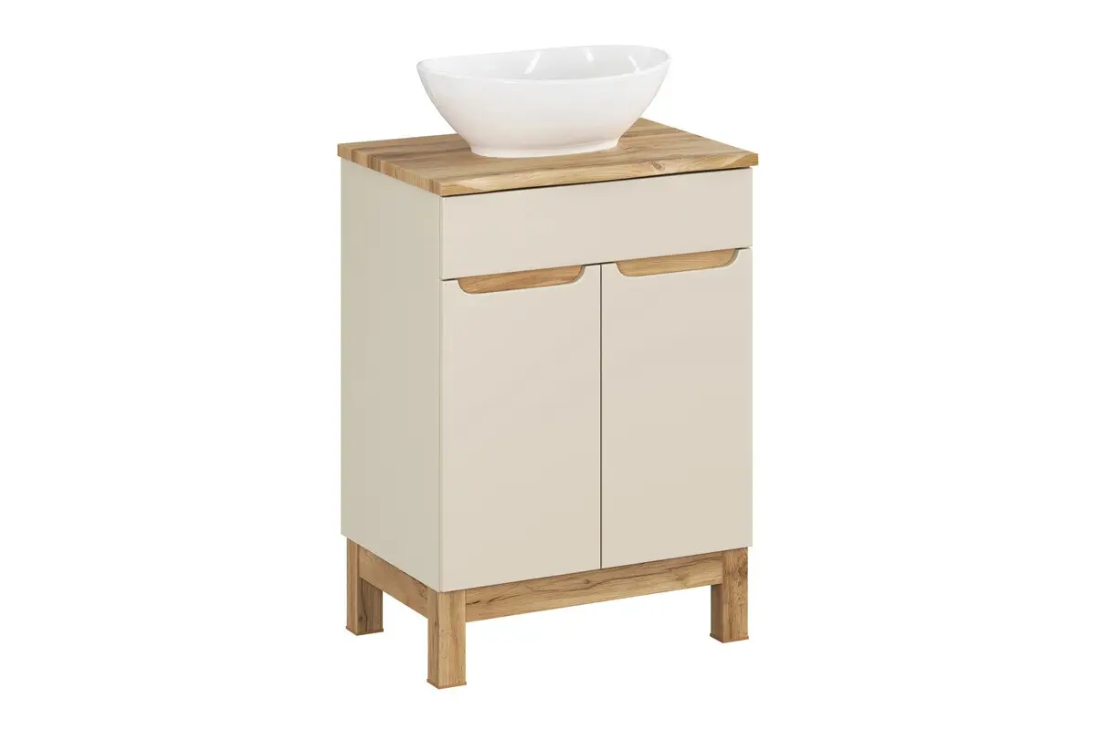 Comad Koupelnová skříňka Bali Nature Lola s deskou a umyvadlem 60 cm kašmírová/dub wotan