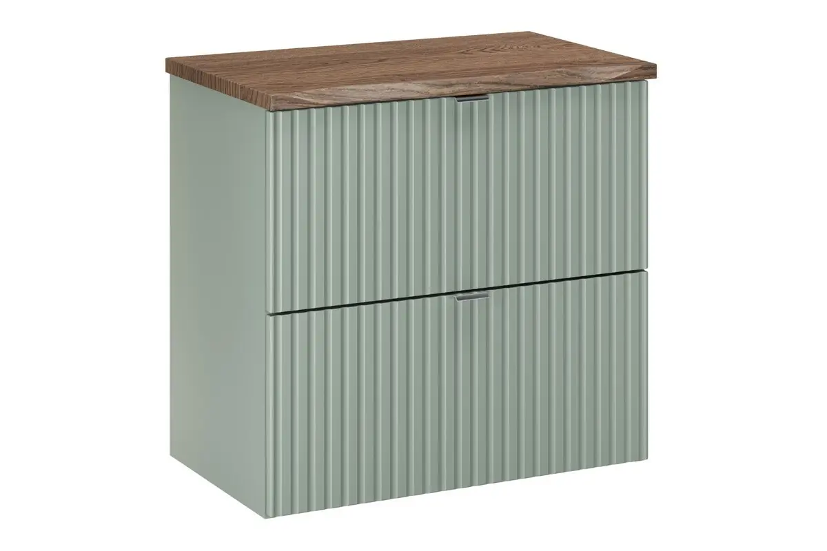 Comad Závěsná skříňka pod umyvadlo Line Reed Green s deskou 60 cm zelená/dub casella