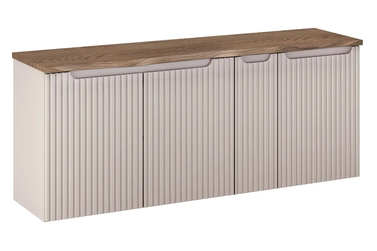 Comad Závěsná skříňka pod umyvadlo Nova Cashmere s deskou a košem na prádlo 140 cm kašmírová/dub casella
