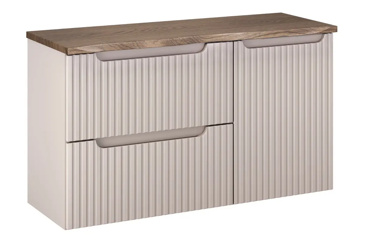 Comad Závěsná skříňka pod umyvadlo Nova Cashmere s deskou a košem na prádlo 100 cm kašmírová/dub casella
