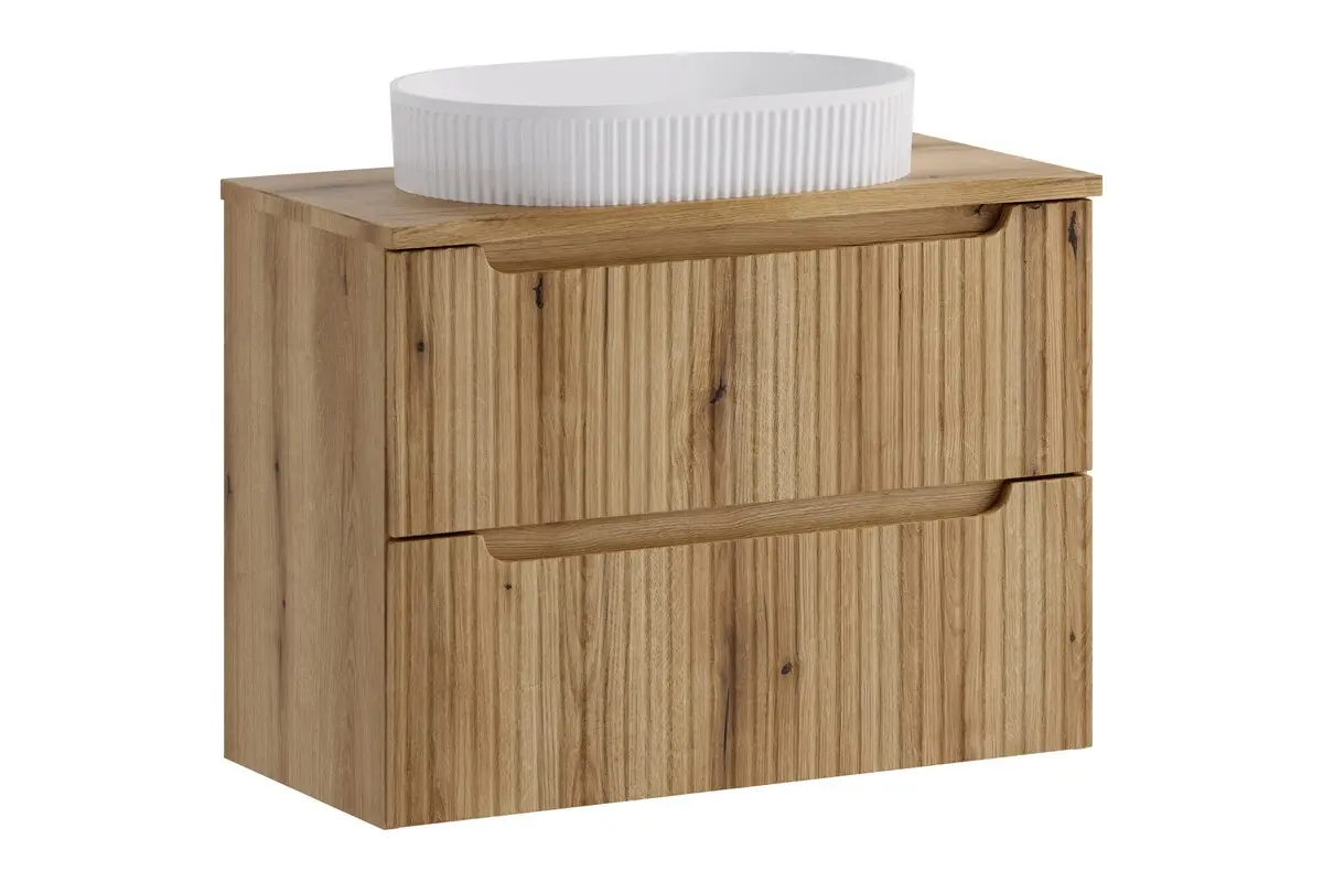 Comad Závěsná skříňka Nova Beyond s deskou a umyvadlem 80 cm dub coast evoke