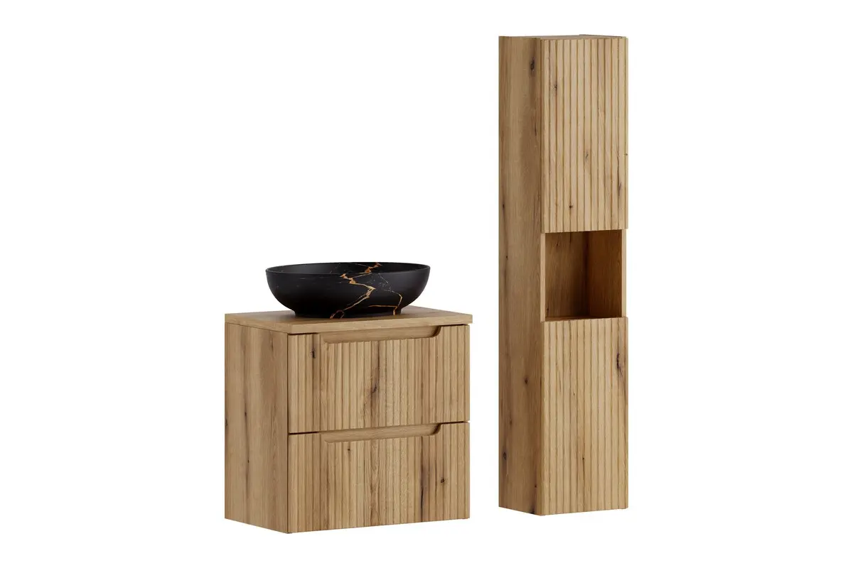 Comad Koupelnová sestava Nova Mona s deskou, umyvadlem a skříňkami 60 cm dub coast evoke