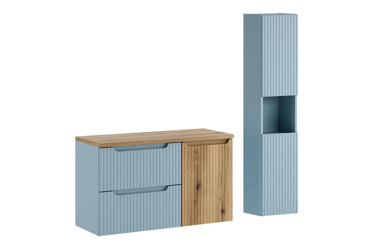 Comad Koupelnová sestava Nova Denim s deskou a košem na prádlo 100 cm modrá/dub coast evoke