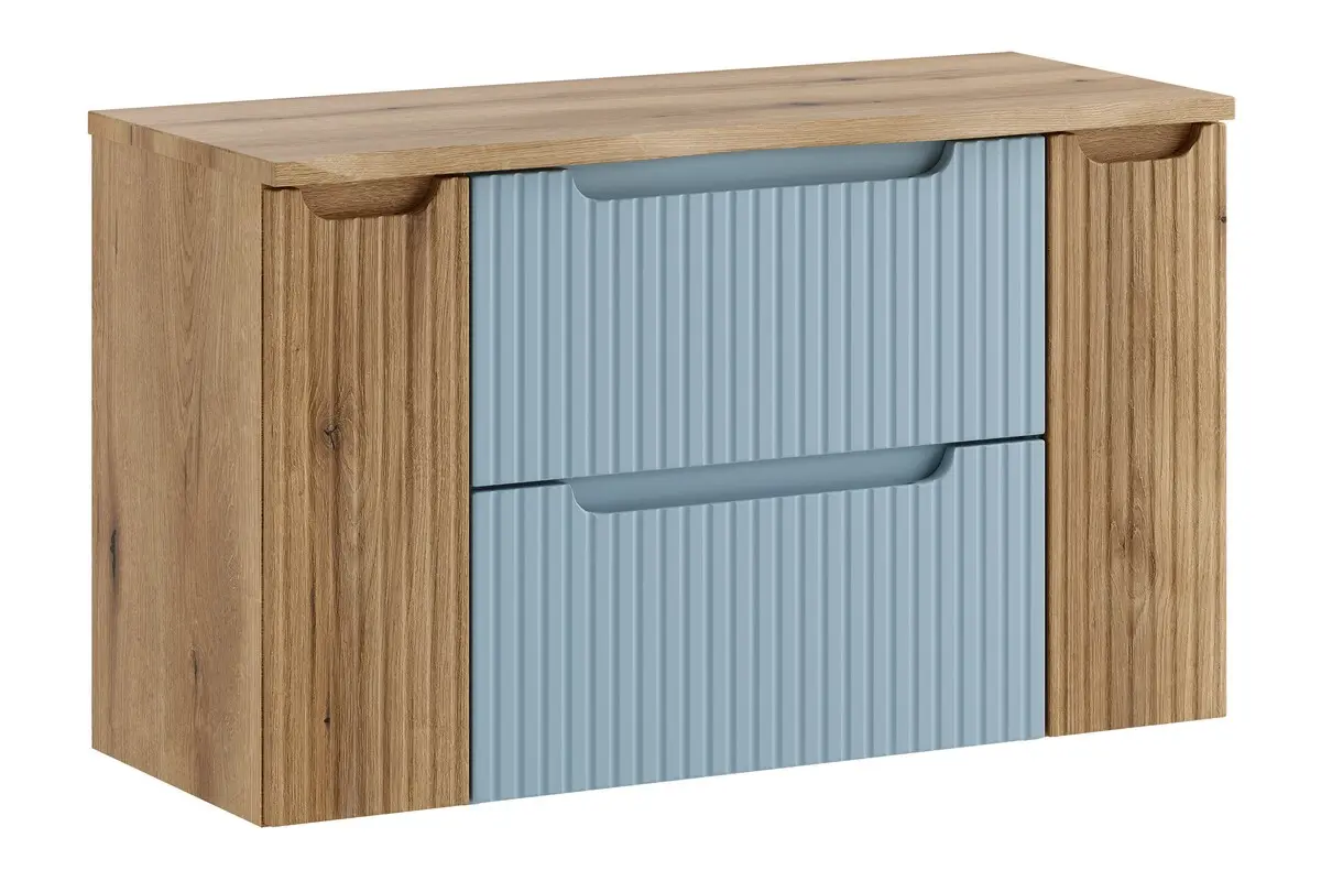 Comad Závěsná skříňka pod umyvadlo Nova Denim s deskou 100 cm modrá/dub coast evoke