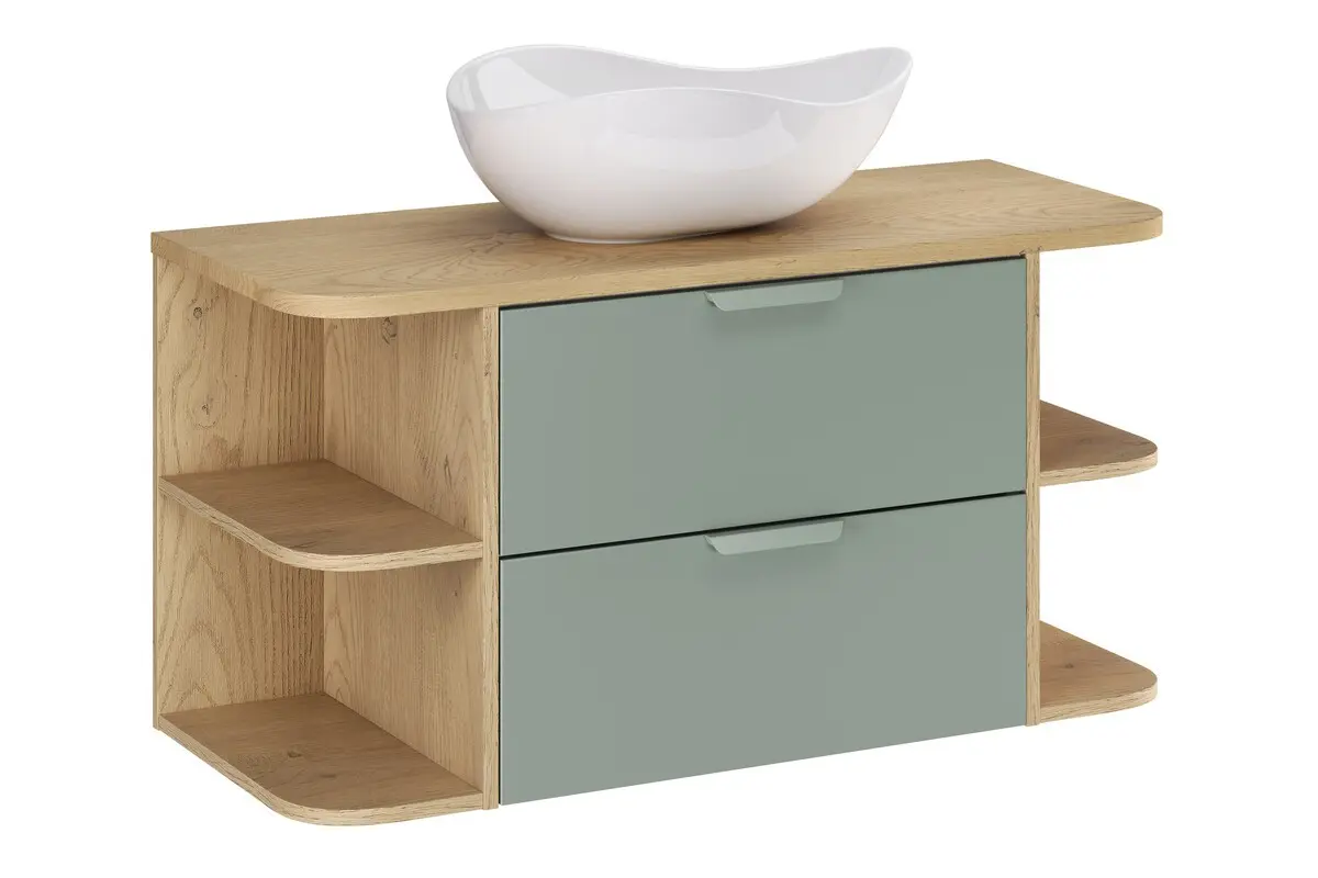 Comad Koupelnová skříňka s deskovými umyvadly set Aster Green 100 bílá/dub cremona