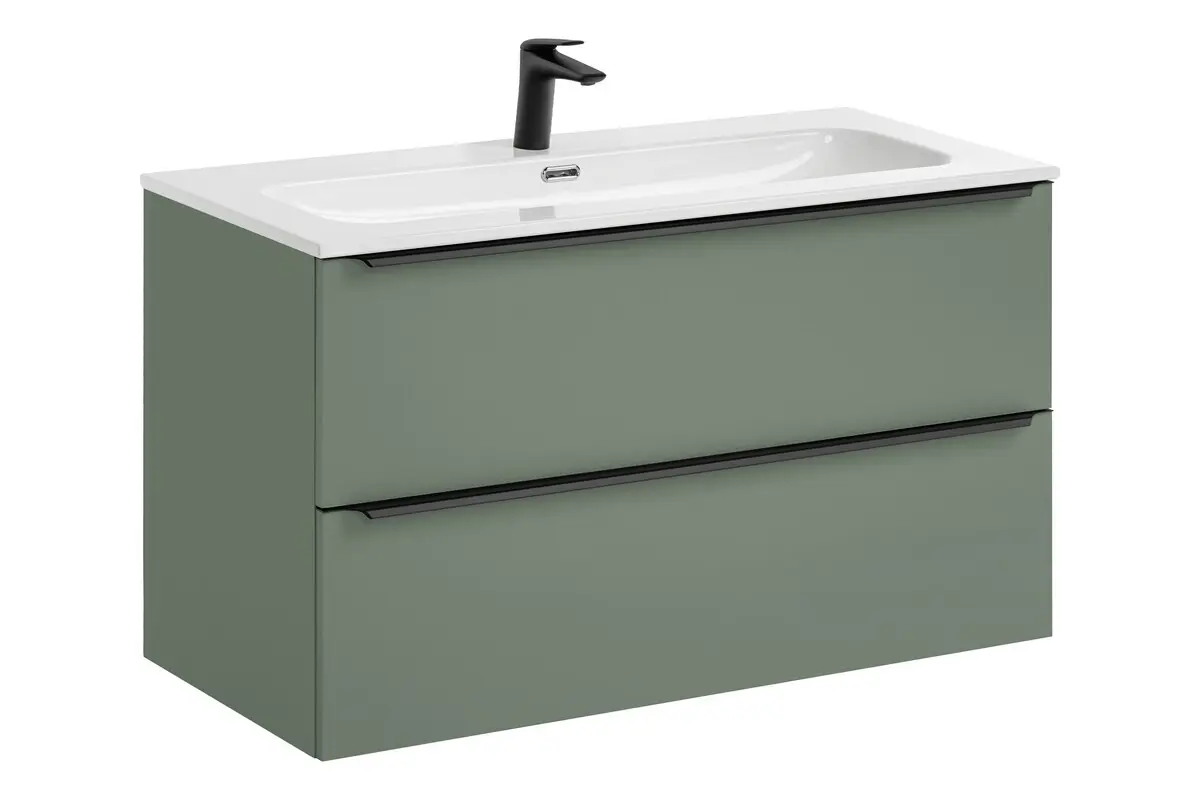 Comad Závěsná skříňka Sombra Green Fly se zápustným umyvadlem a baterií 100 cm reed green
