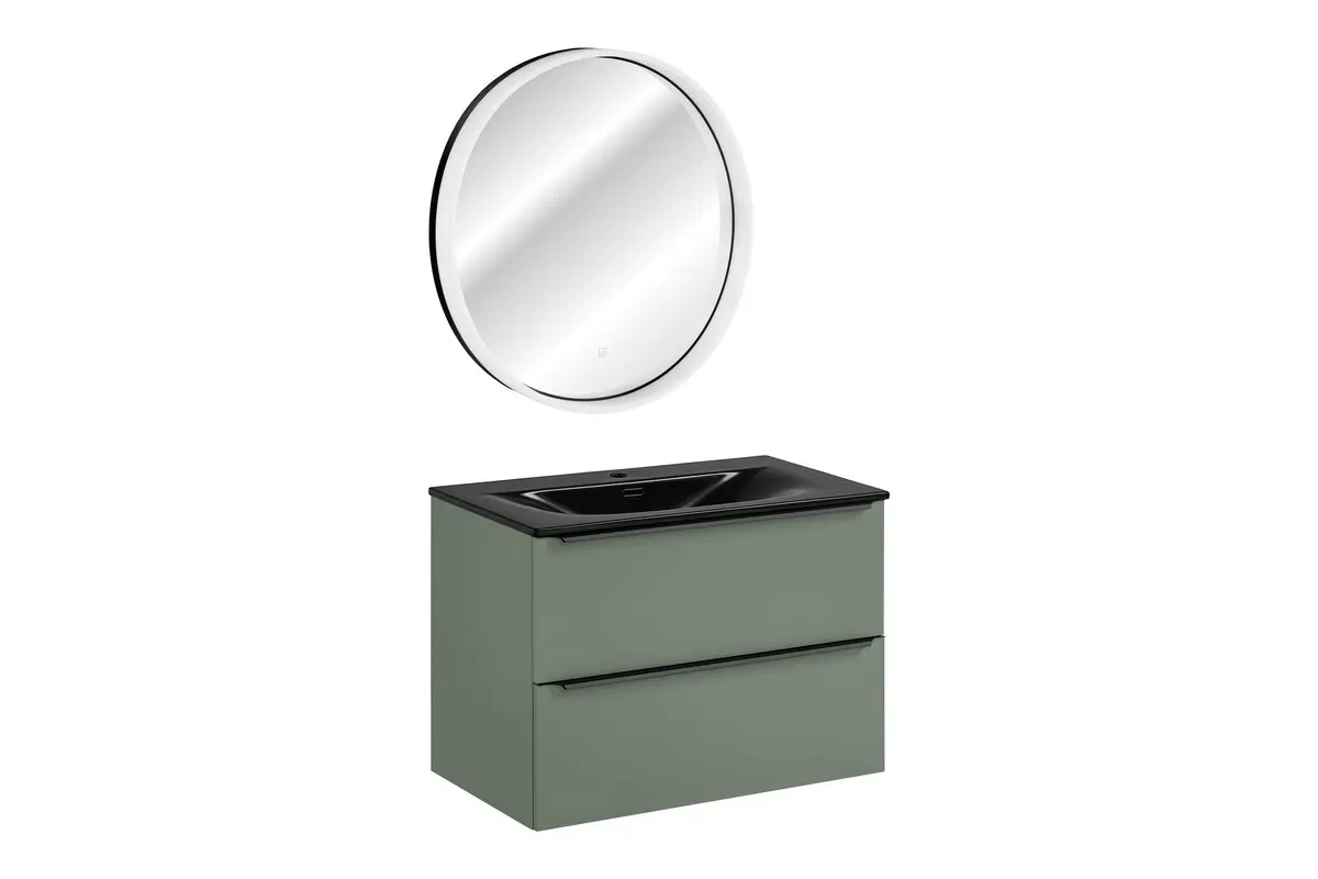 Comad Koupelnová sestava Sombra Green Sky se zápustným umyvadlem a LED zrcadlem 80 cm reed green