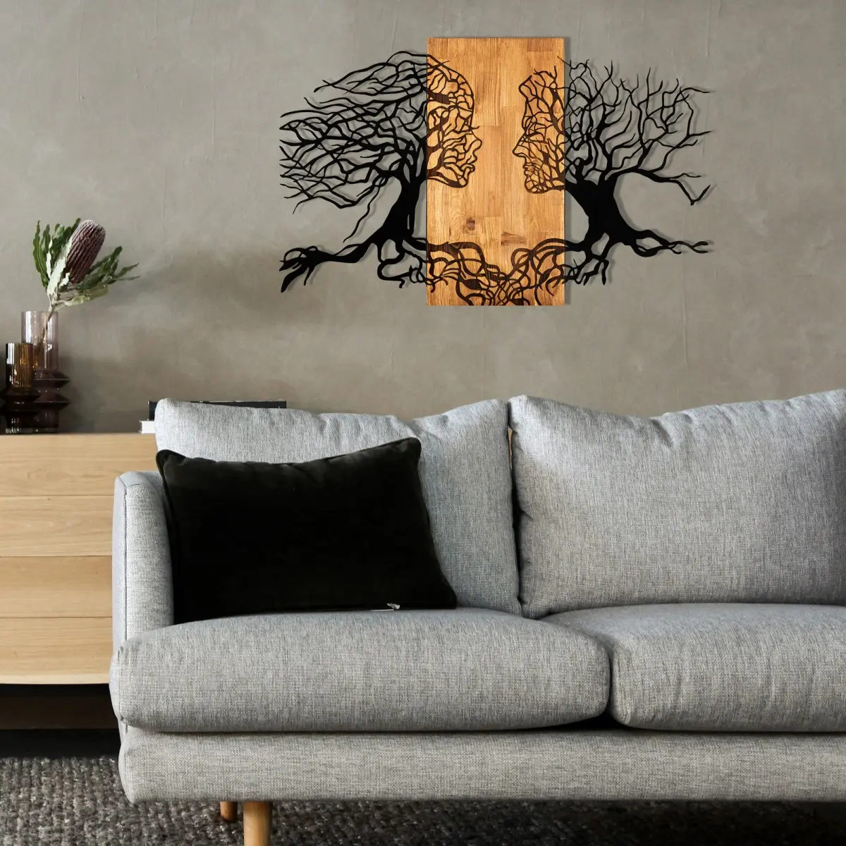 Wallity Nástěnná dekorace STROMY ŽIVOTA 92 cm kov, dřevo - Doprodej