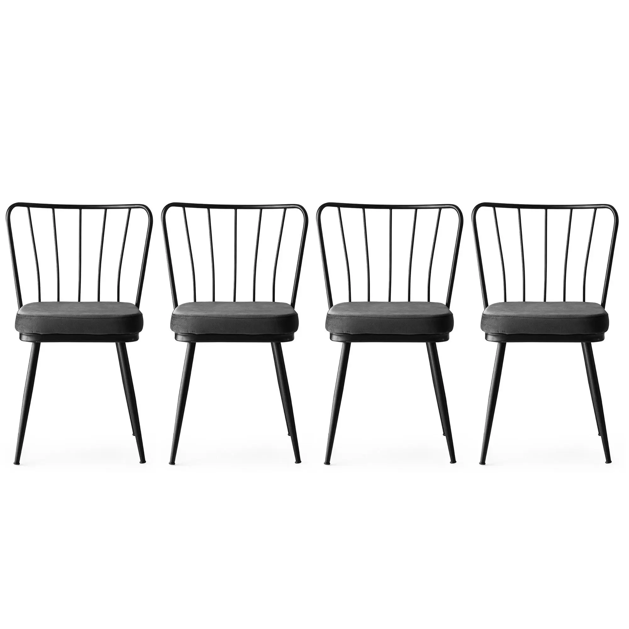 Kalune Design Sada 4 ks jídelních židlí Yildiz černá/tmavě šedá