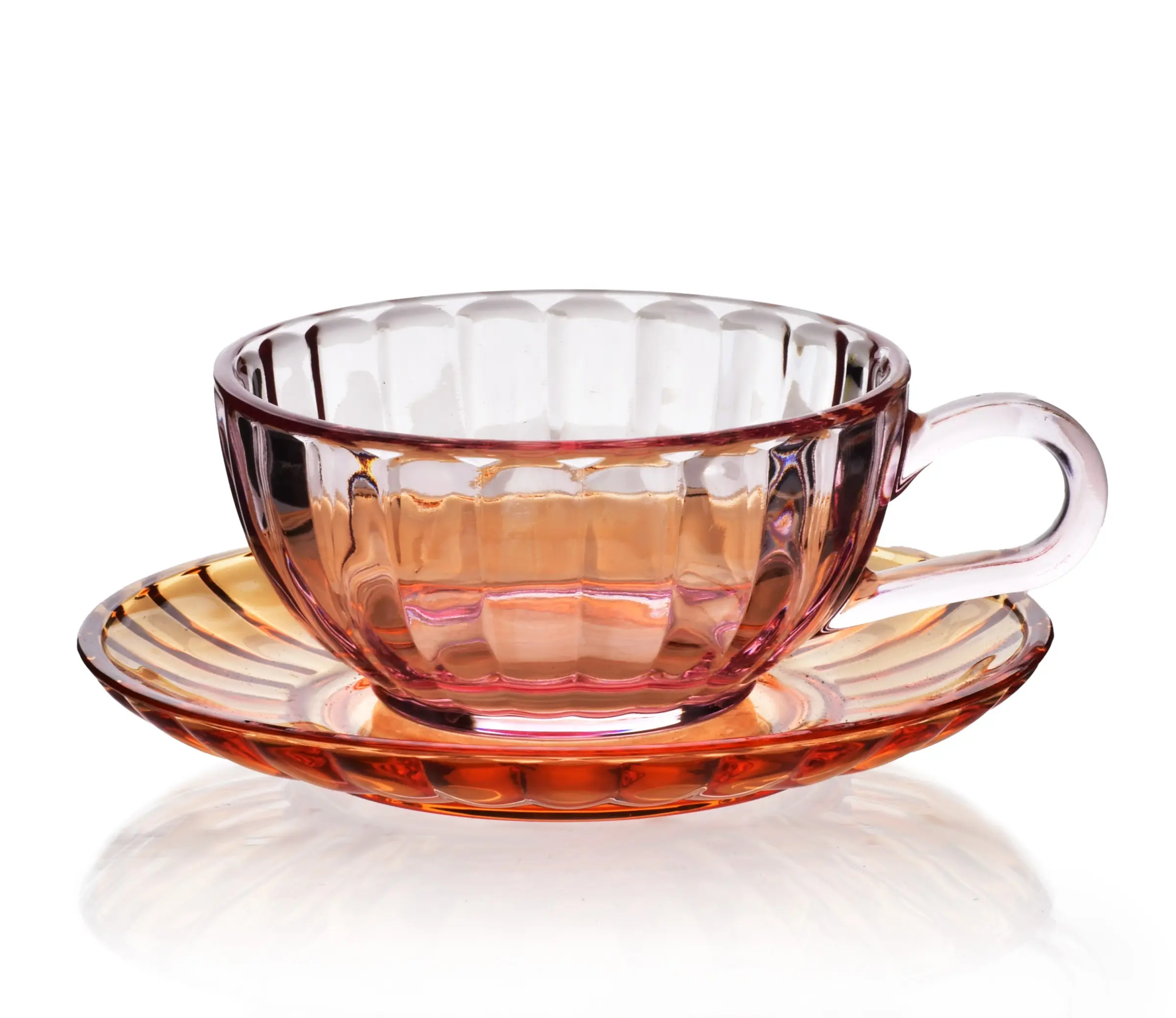 Affekdesign Skleněný šálek s podšálkem VINI 210 ml oranžový/růžový