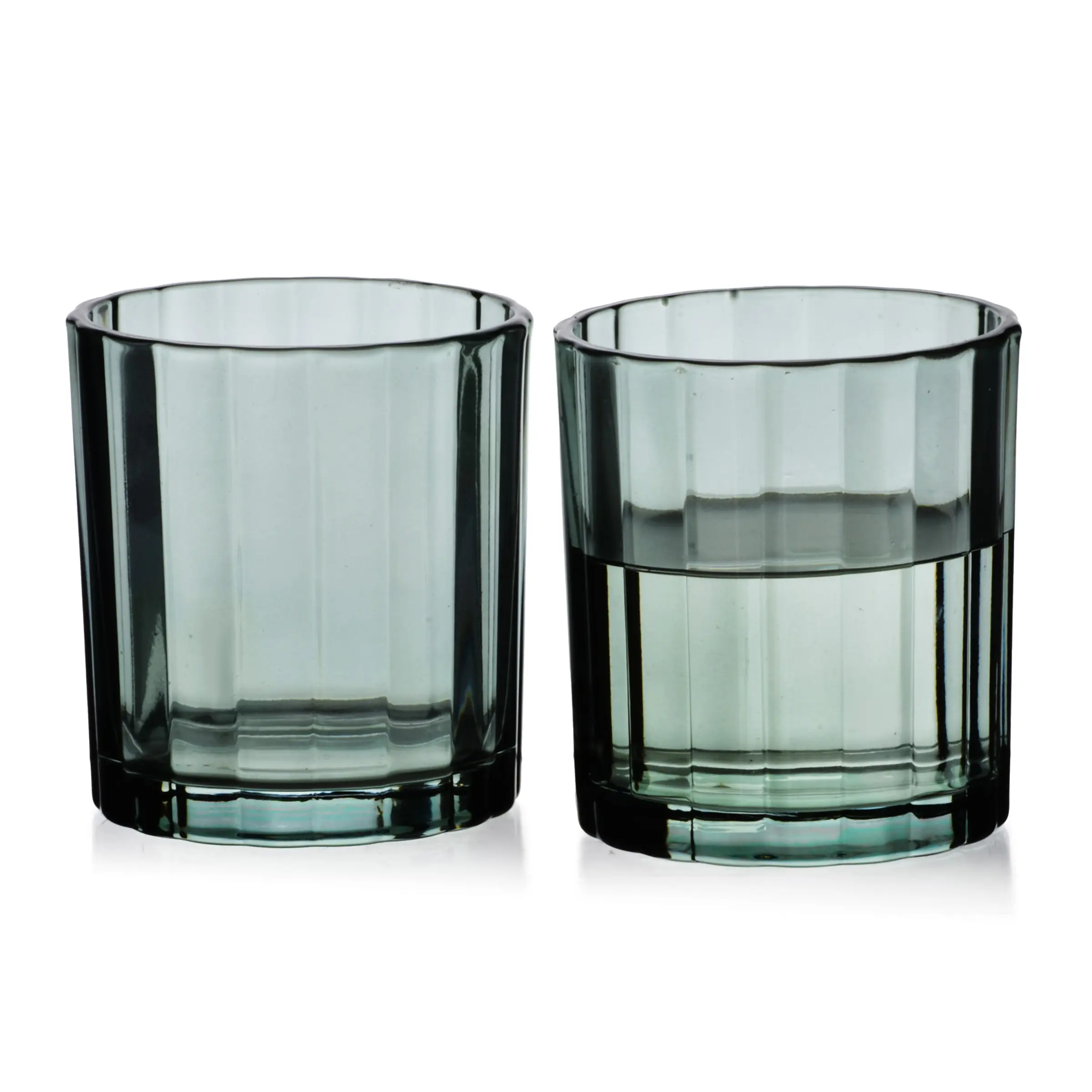 Allesken Sada 4 ks sklenic ELISE STRIPES 310 ml zelená/čirá