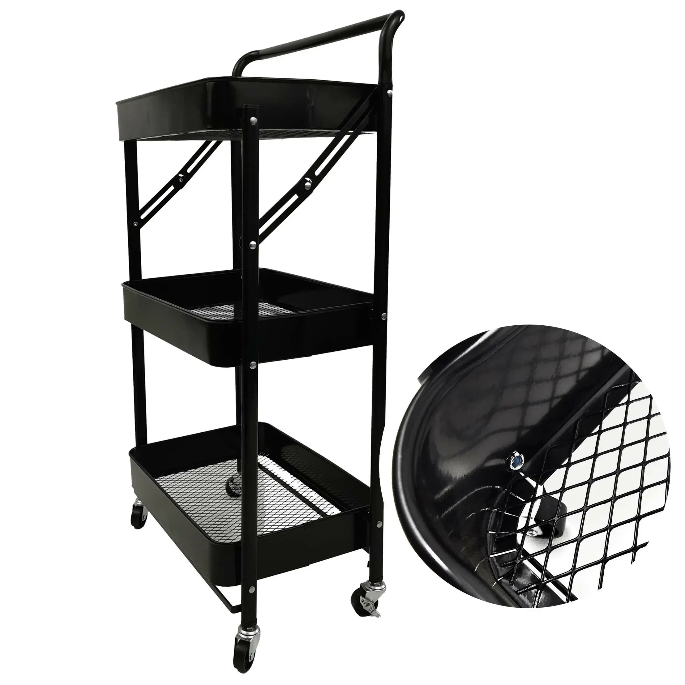 Kontrast Skládací pojízdný regál Piko 82 cm černý